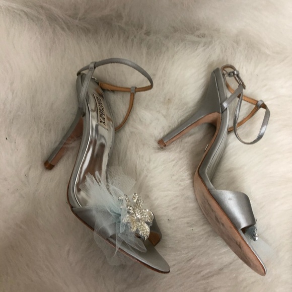 Badgley Mischka Rafaela Evening Flower Mesh Heels - Picture 7 of 10